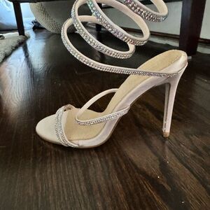 Nordstrom Cream Spiral Strap Stiletto Heels